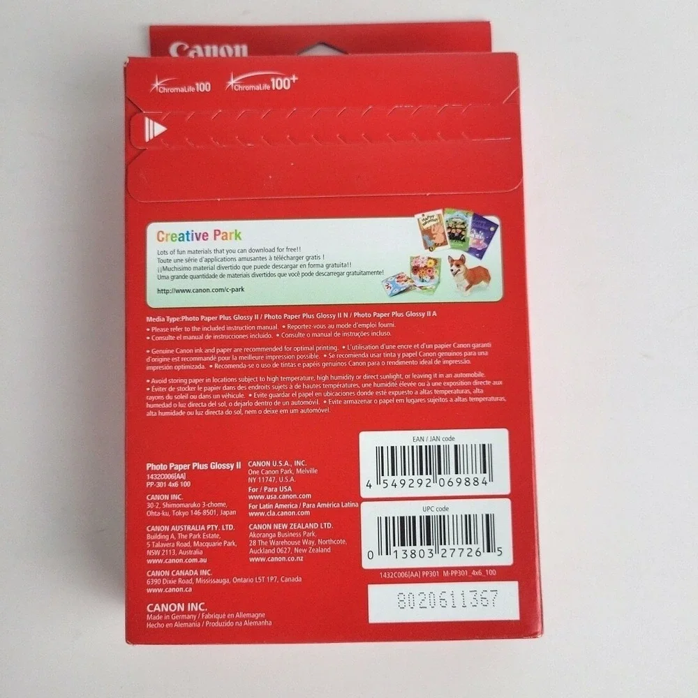 Canon Plus Glossy II PP-301 Inkjet Print Photo Paper - 100 Sheets
